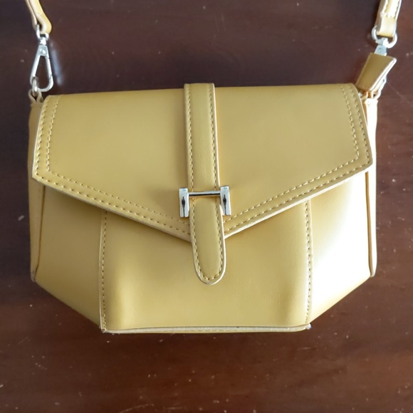 Madison West Handbags - Madison West Vegan Mustard Yellow Crossbody Purse
